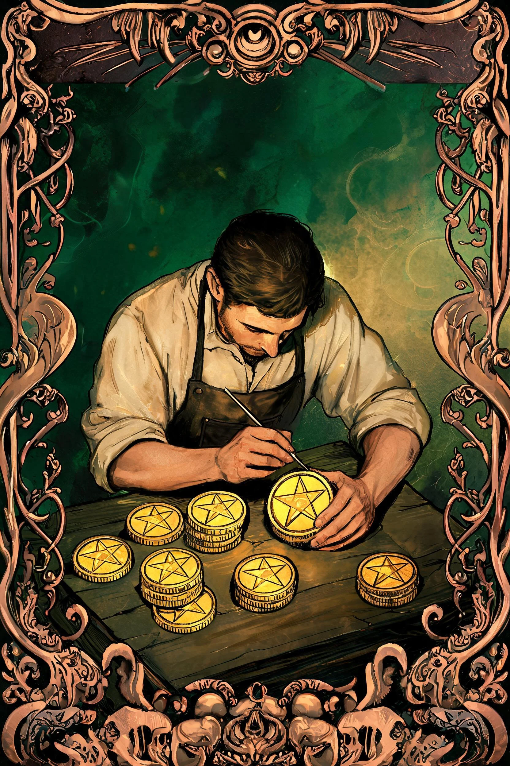 ไพ่ แปดเหรียญ (Eight of Pentacles)
