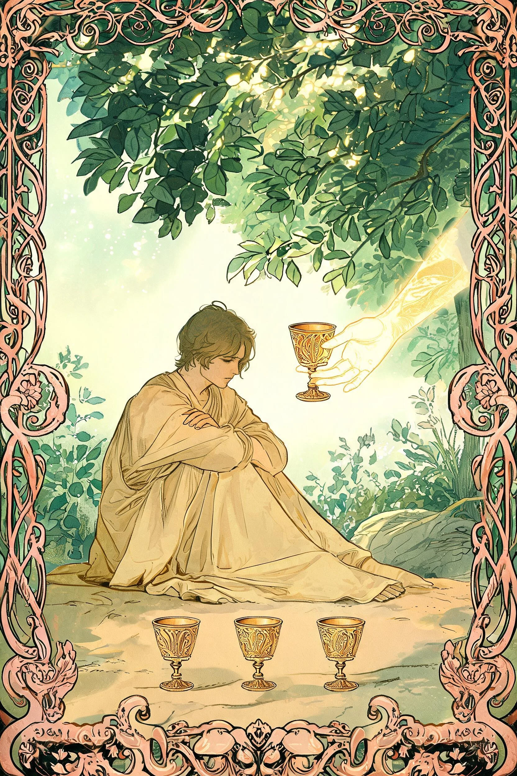 ไพ่ สี่ถ้วย (Four of Cups)
