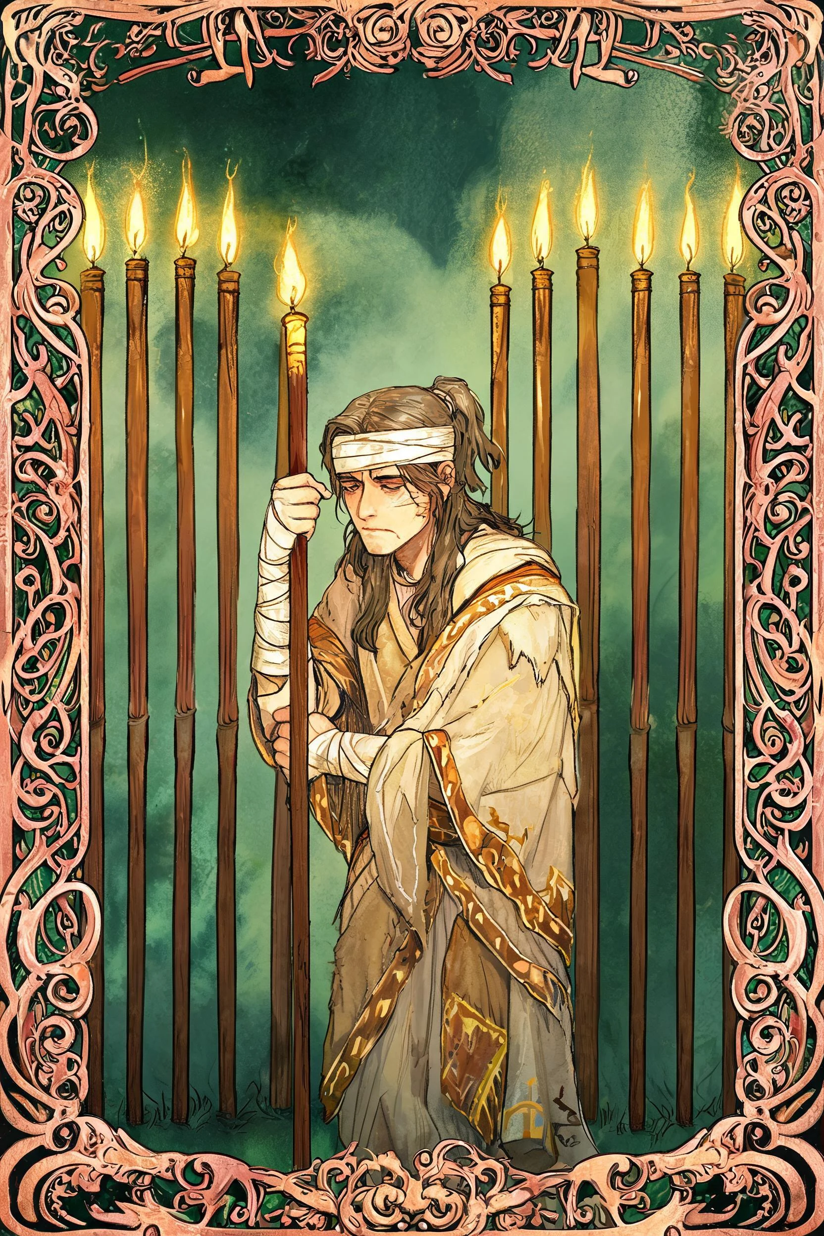 ไพ่ เก้าไม้เท้า (Nine of Wands)