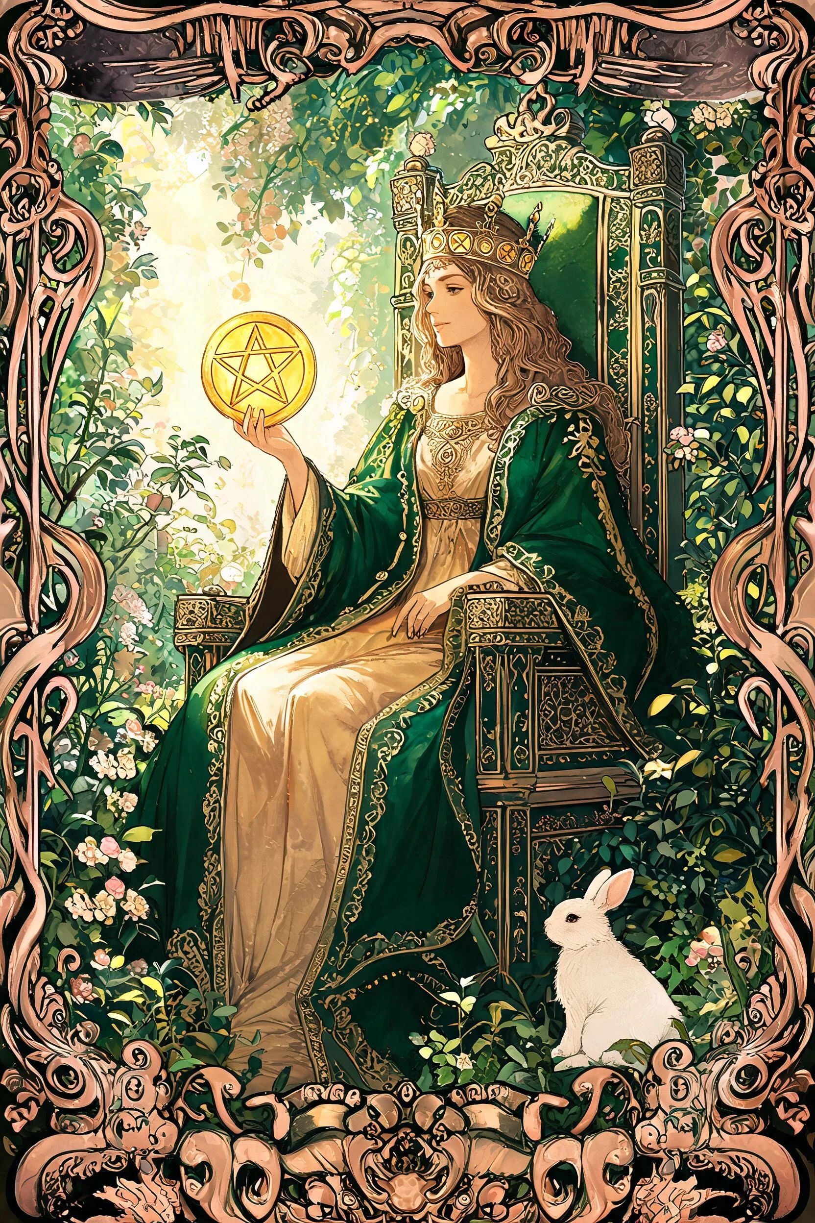 ไพ่ ราชินีเหรียญ (Queen of Pentacles)
