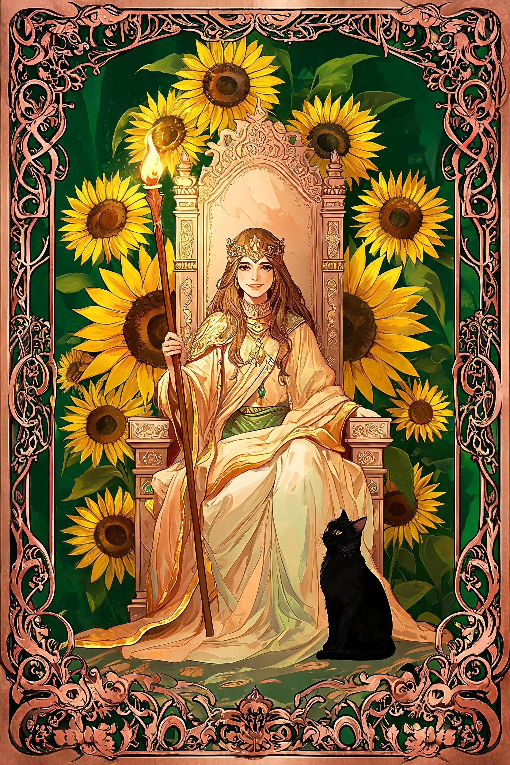 ไพ่ ราชินีไม้เท้า (Queen of Wands)