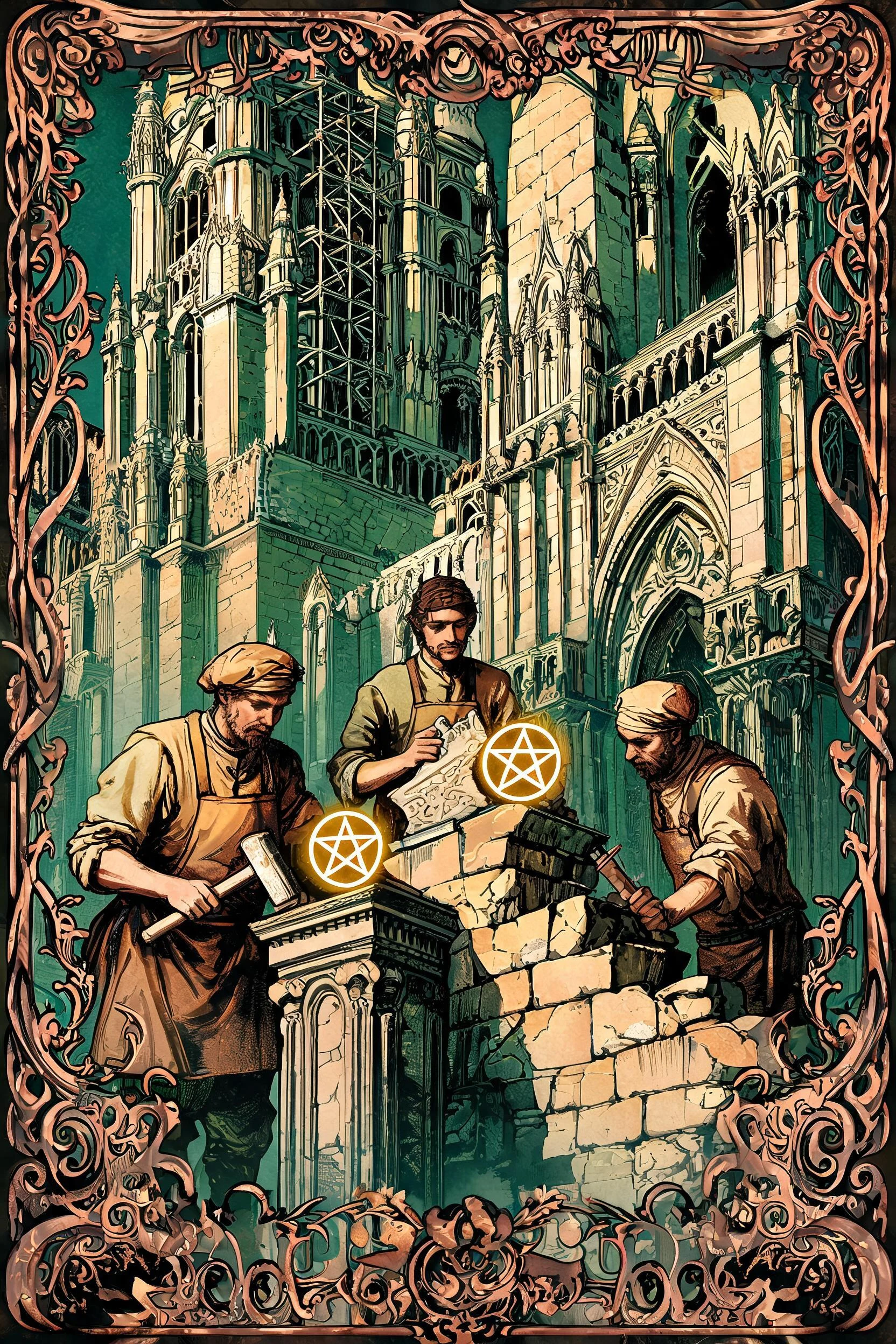 ไพ่ สามเหรียญ (Three of Pentacles)